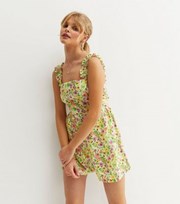 New Look Yellow Floral Frill Strappy Playsuit